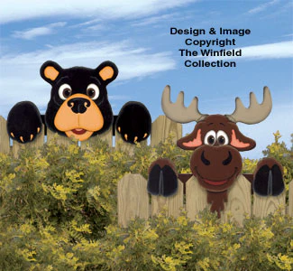 Bear & Moose Fence Peekers Wood Pattern