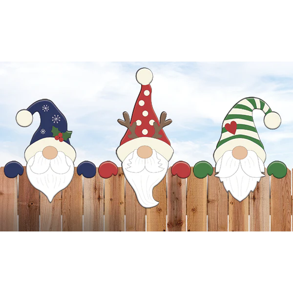 Christmas Gnome Trio Fence Peekers