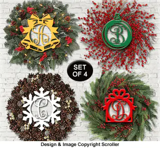 Christmas Wreath Monogram Insert Pattern Set