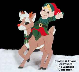 Elf Riding Reindeer  Woodcraft Pattern