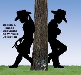 Leaning Cowboy Kid and Cowgirl Kid Shadow Set (SH121 & W1021SH)