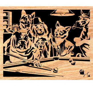 Pool Playin' Dogs Scrolled Art Design Pattern