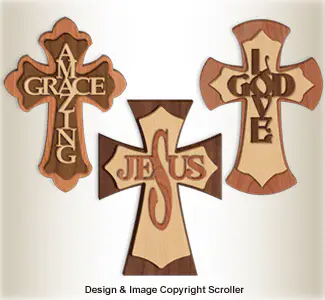 Set of 3 Layered Wall Crosses Pattern